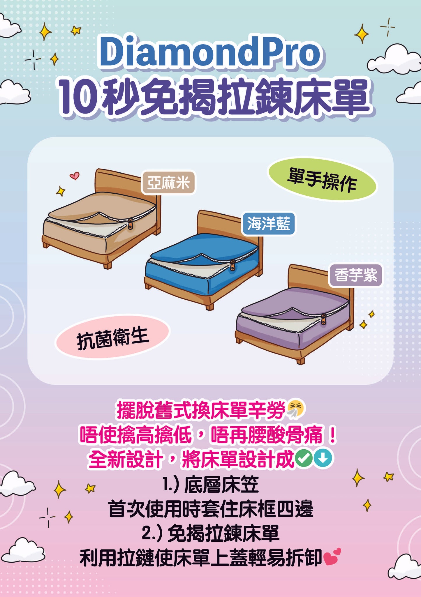 diamondpro 10秒免揭床單"蘆薈棉"(單面)